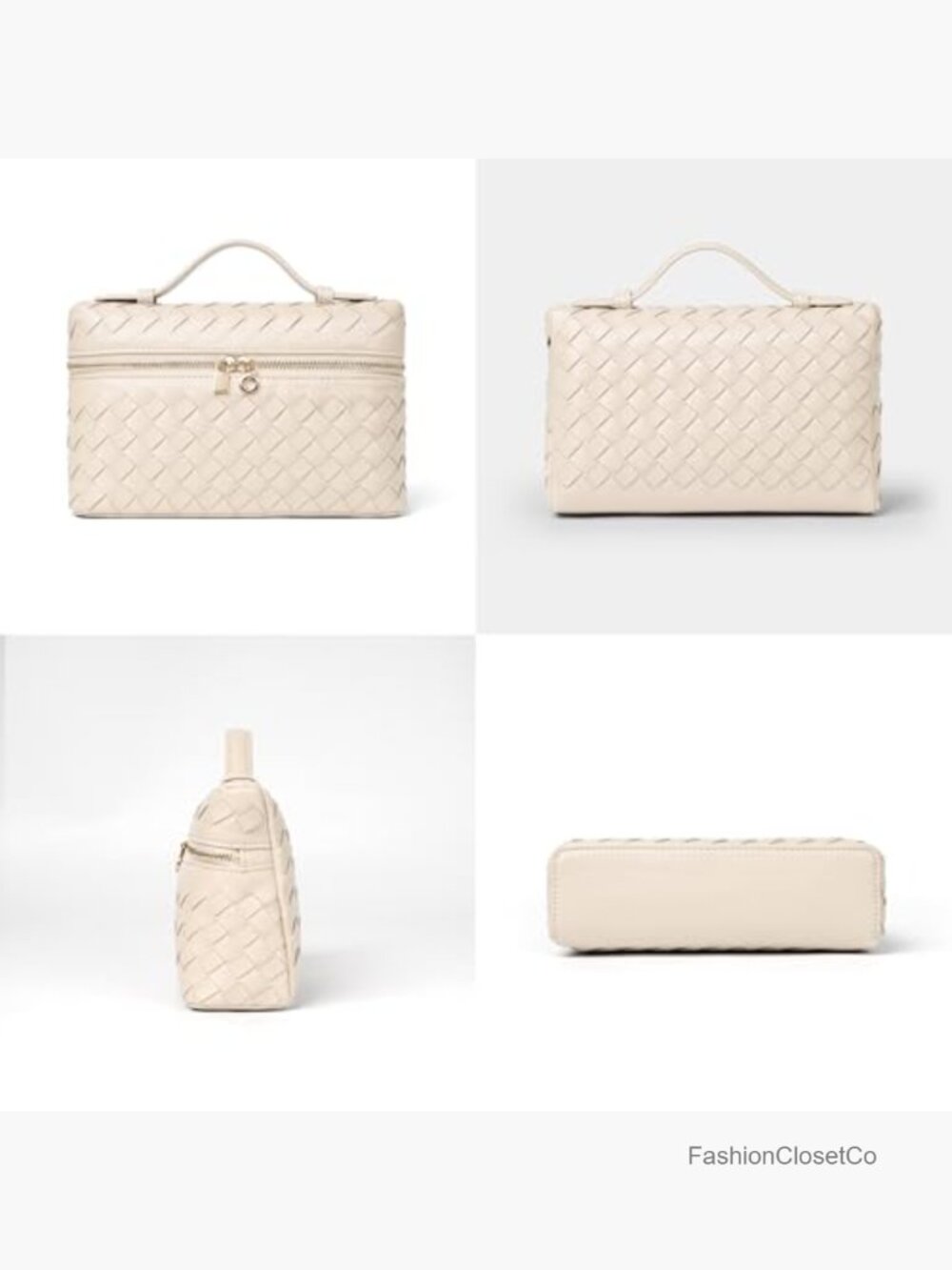 Small Woven Crossbody Bag with Top Handle Adjustable Strap Vegan Leather Clutch - Picture 3 of 7